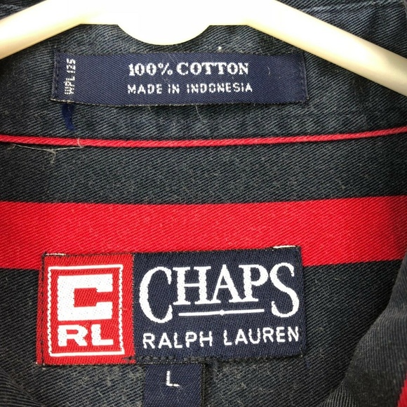 Vintage Chaps Ralph Lauren Crest Striped Shirt - Picture 2 of 5
